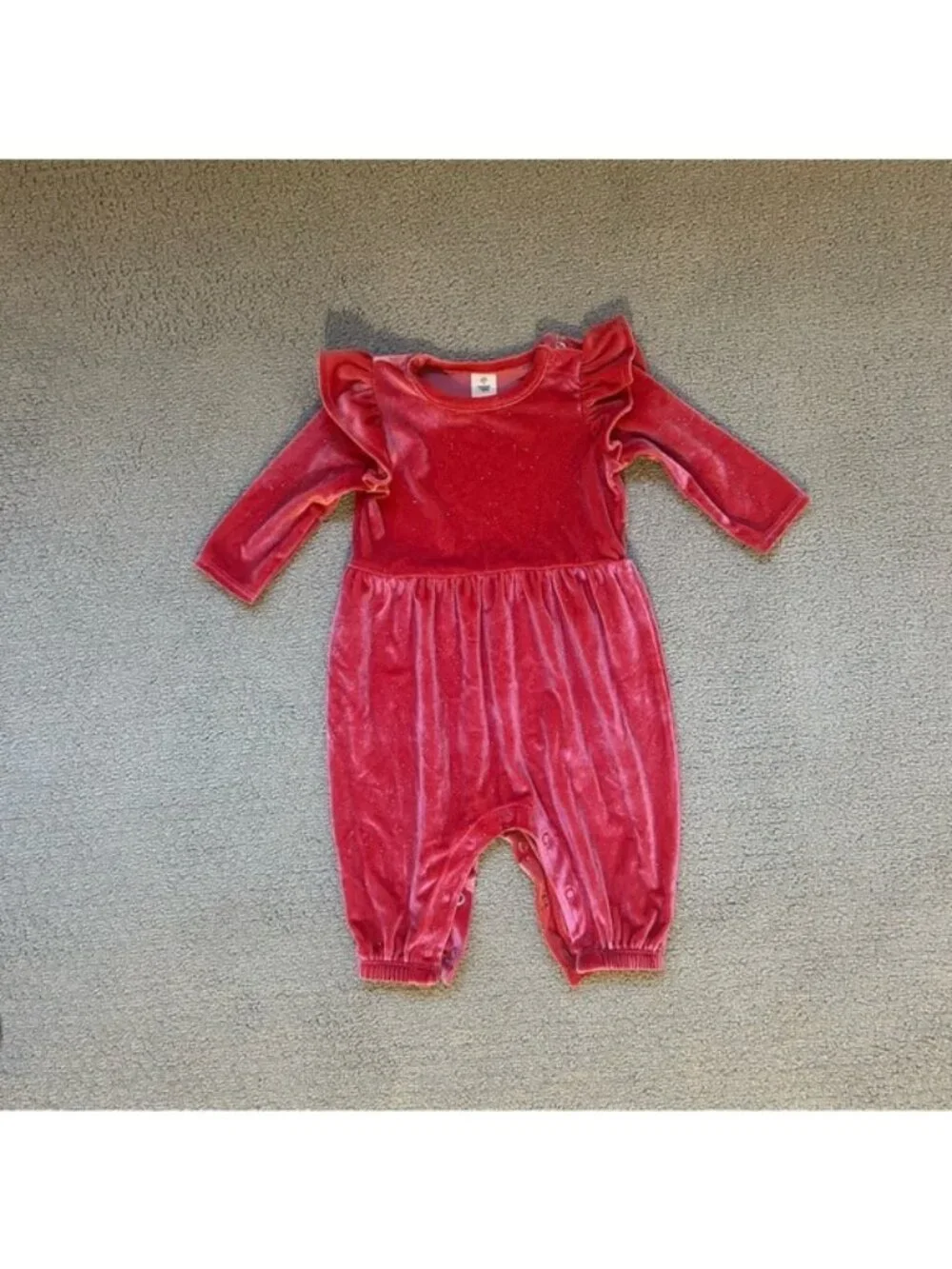 Tucker + Tate Girls Pink Velour Jumpsuit Glitter Velvet Size 3 Months